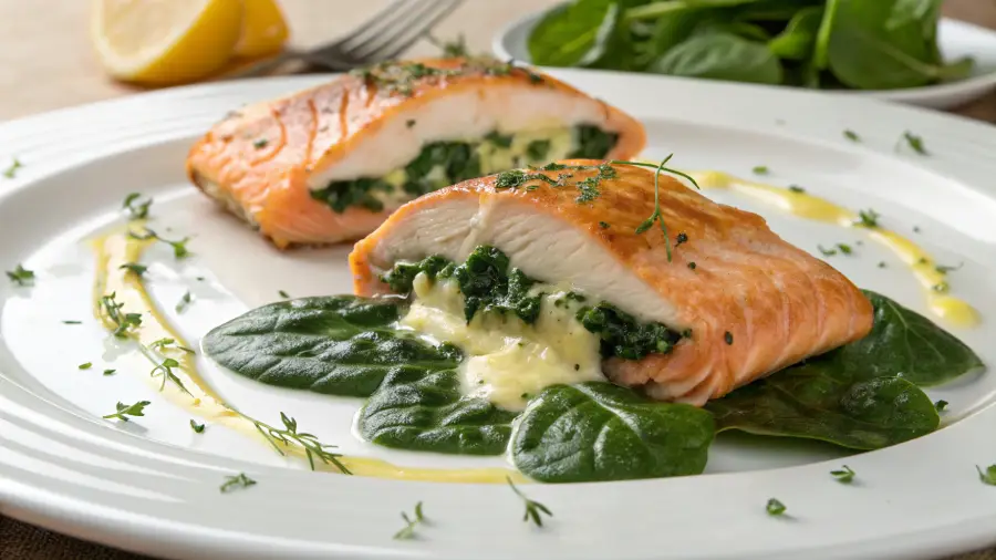 Brie and Spinach Stuffed Salmon