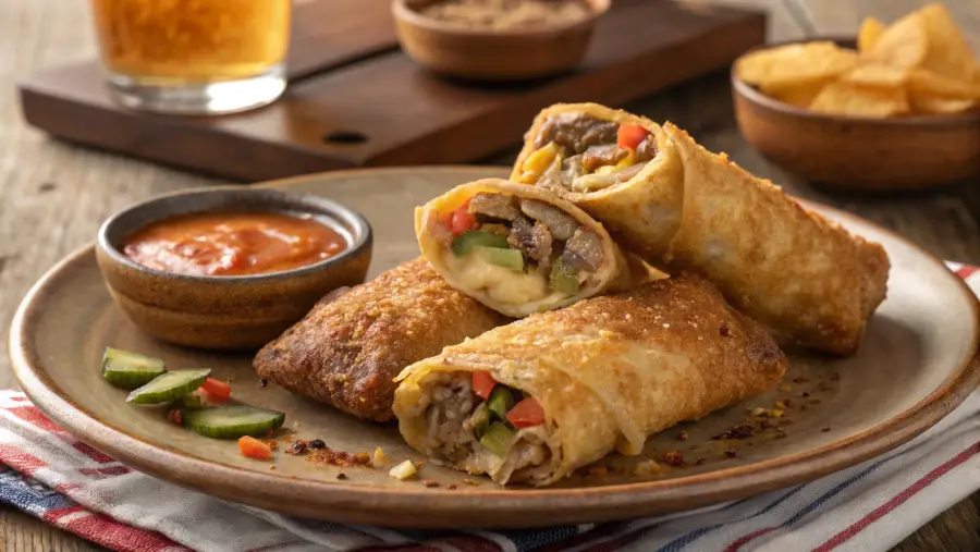 Cheesy Philly Cheesesteak Egg Rolls