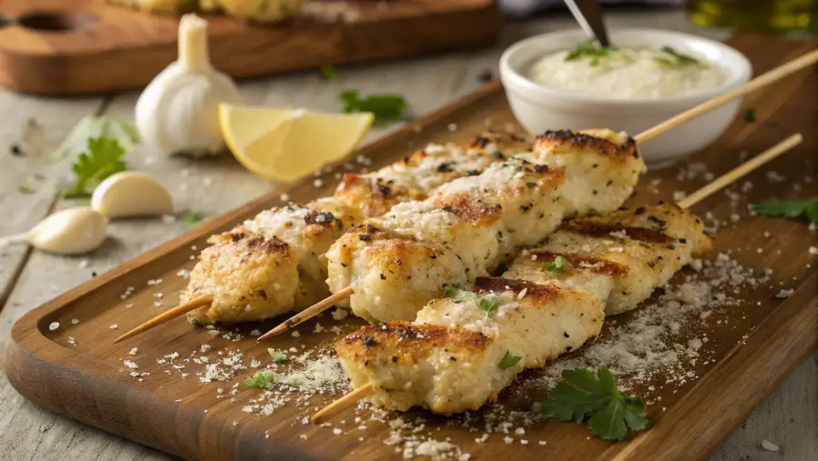 Garlic Parmesan Chicken Skewers