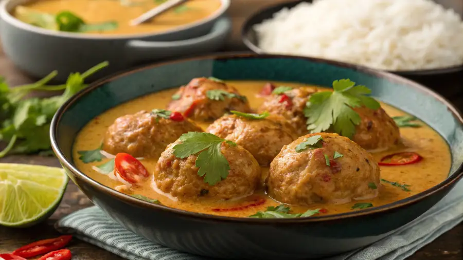 Thai Spiced Chicken Meatballs in Coconut Curry 