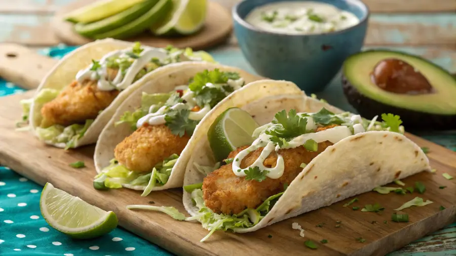 Crispy Fish Tacos with Cilantro Lime Slaw
