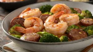 Honey Garlic Shrimp, Sausage & Broccoli