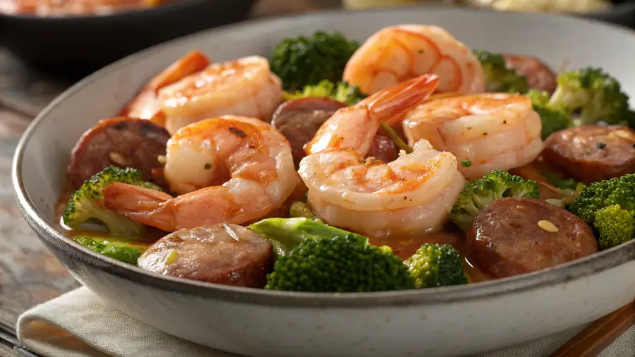 Honey Garlic Shrimp, Sausage & Broccoli