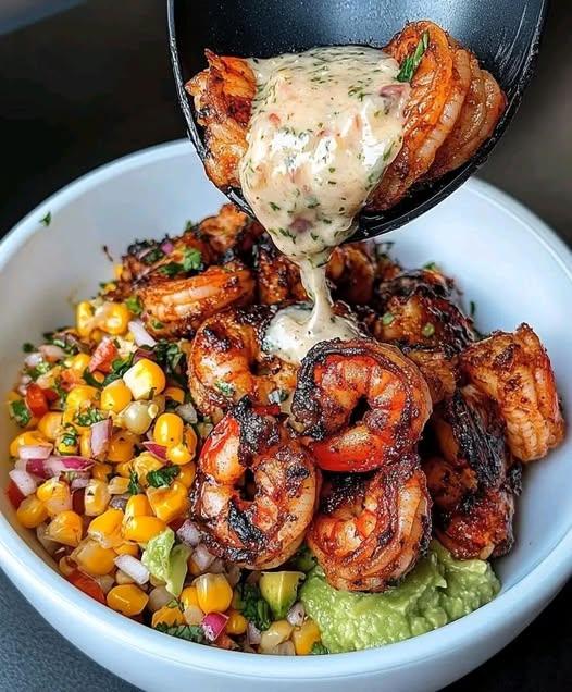 Grilled Shrimp Bowl with Avocado🍤🥑🌽