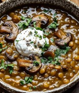 Hearty Lentil and Mushroom Soup