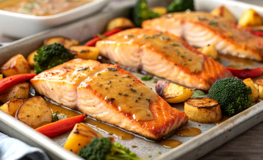 Sheet-Pan Honey Mustard Salmon & Vegetables